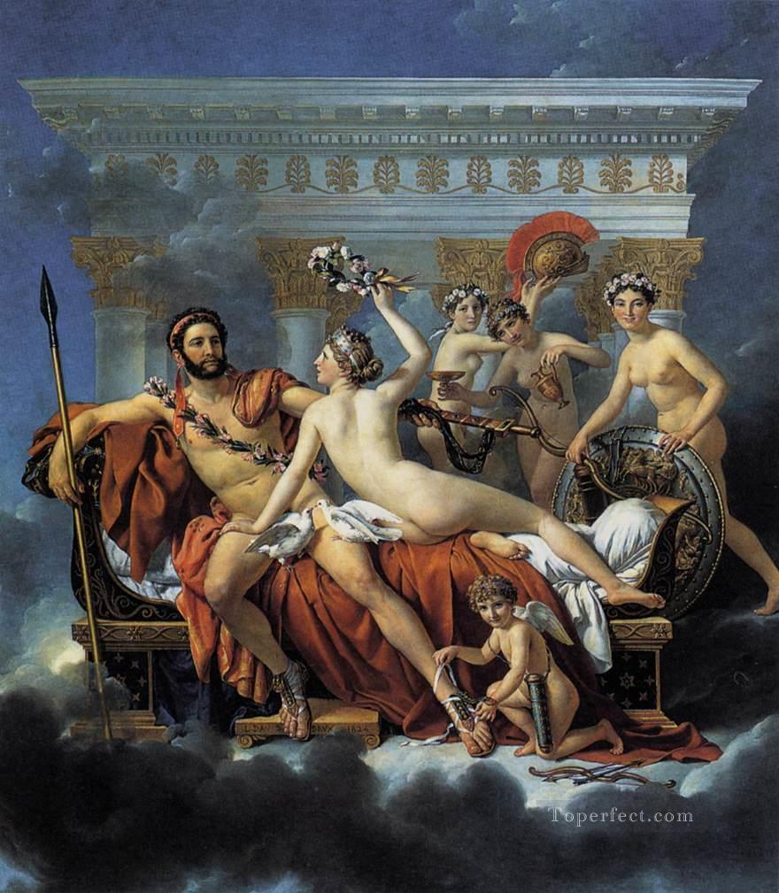 Marte desarmado por Venus y las Tres Gracias Jacques Louis David desnudo Pintura al óleo